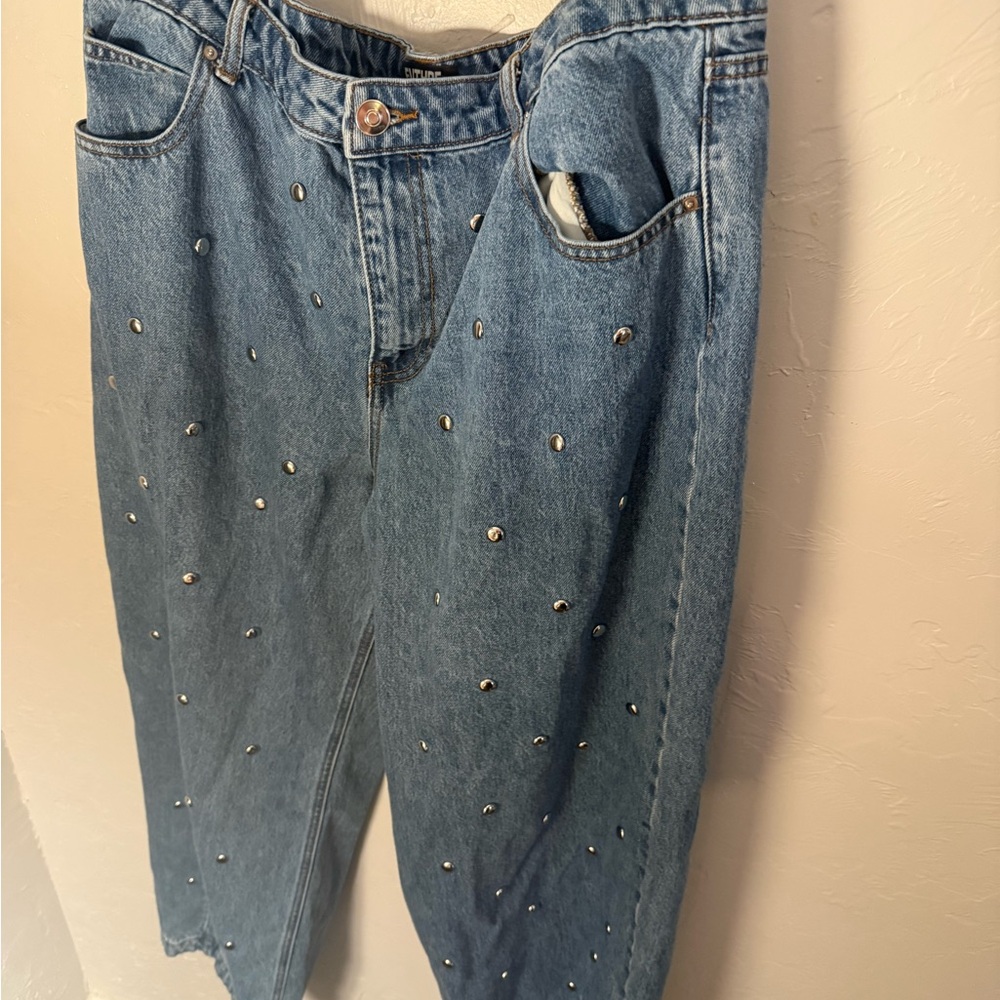 Studded Blue Boyfriend Jeans